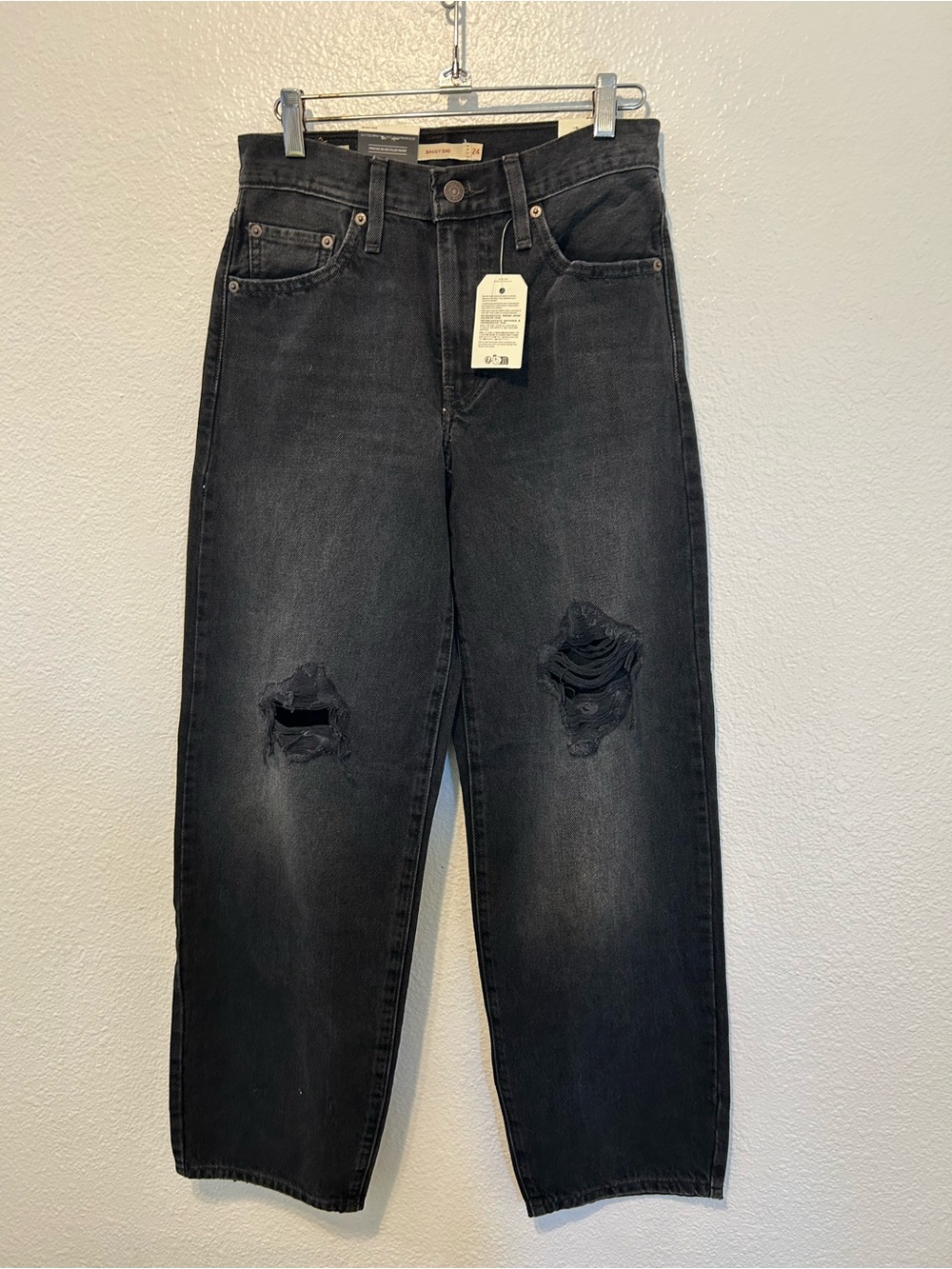 Levi's Black Women's Baggy Dad Mid Rise  Jeans Sz 24x30